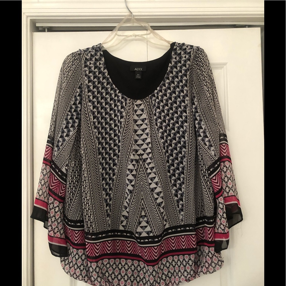 Alyx Black, pink Flowy top with waistband size 0X
